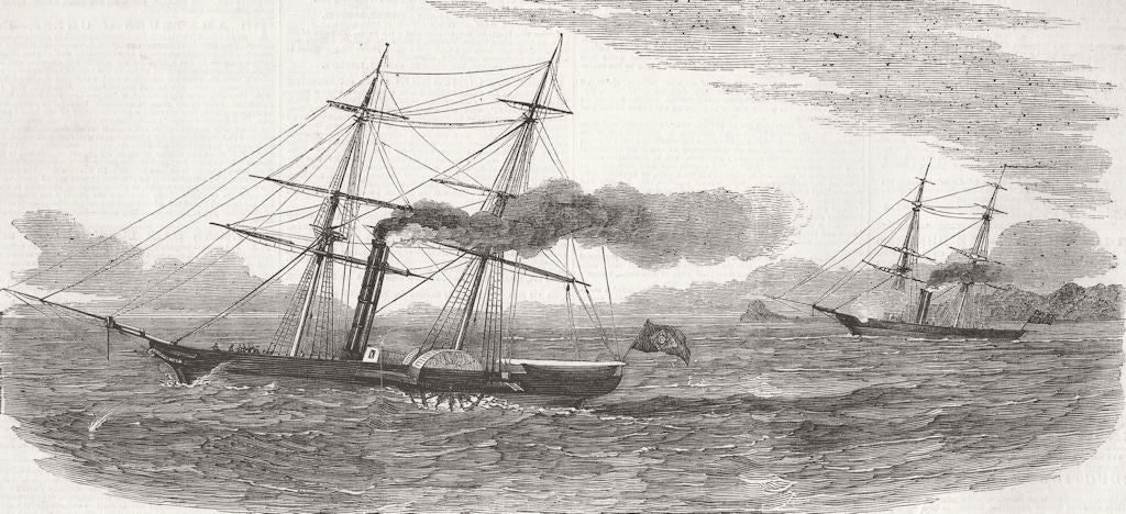 BRAZIL. Pacquete de Santos captured by Royal Navy 1857 old antique print